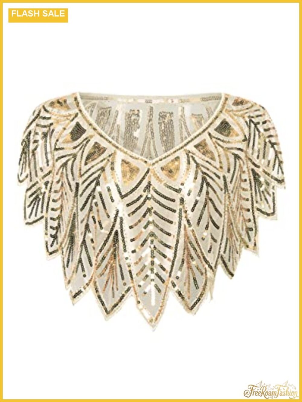 Sequin Beaded Evening Cape Shawl Wrap Bolero for Gatsby Party Bridal Cover Up